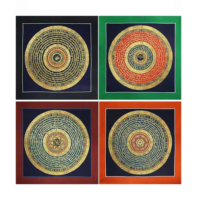 Buddha Stones Tibetan Handmade Thangka Painting Spiritual Blessing Blind Box Random Color Pattern Tibetan Thangka BS 23