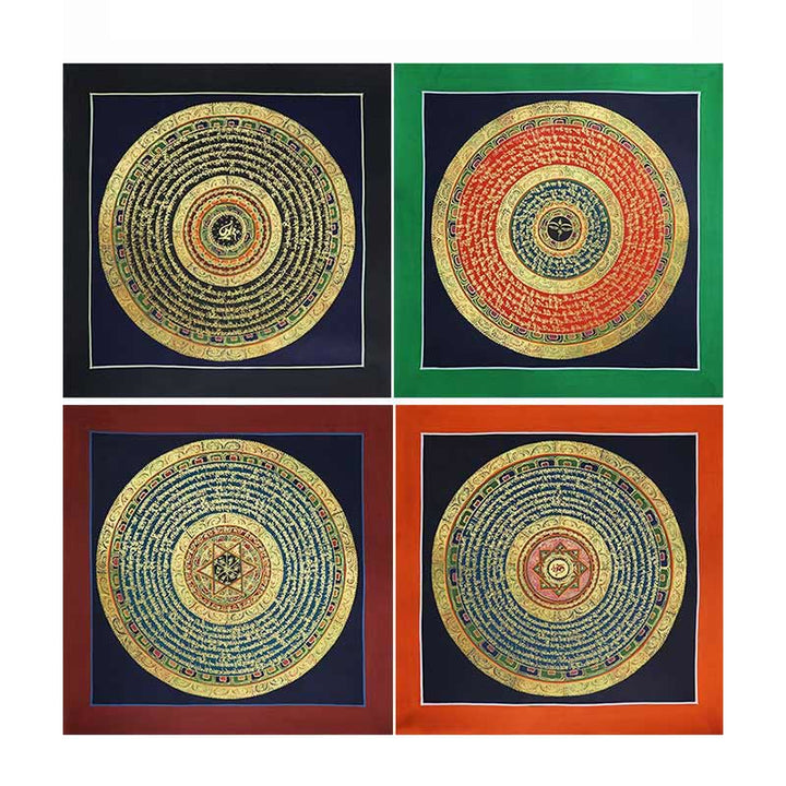 Buddha Stones Tibetan Handmade Thangka Painting Spiritual Blessing Blind Box Random Color Pattern Tibetan Thangka BS 23