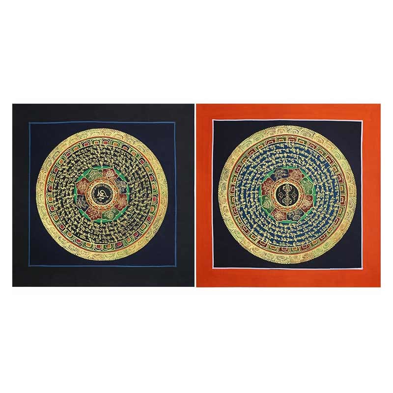Buddha Stones Tibetan Handmade Thangka Painting Spiritual Blessing Blind Box Random Color Pattern Tibetan Thangka BS 27