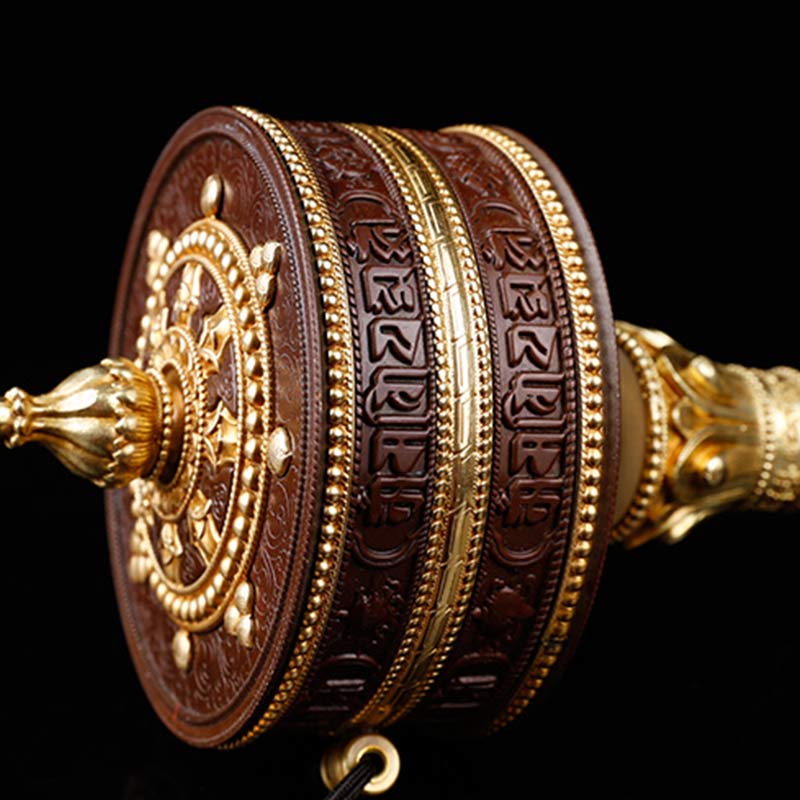 Tibetan Copper Prayer Wheel with Mantra Design — view 6
