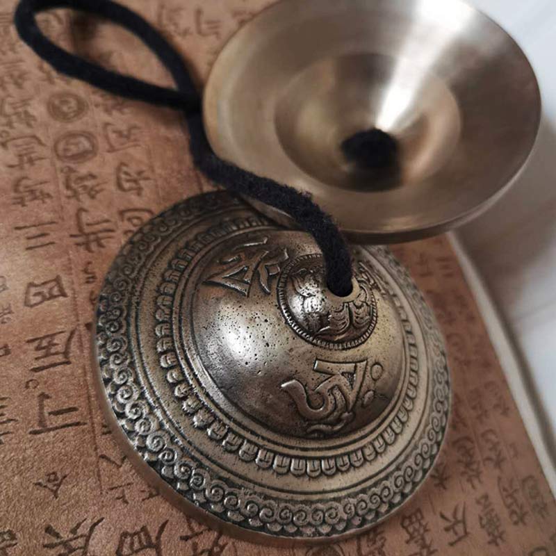 Buddha Stones Tibetan Tingsha Bell Auspicious Cloud Six True Words Copper Wealth Decoration Buddhist Supplies BS Six True Words