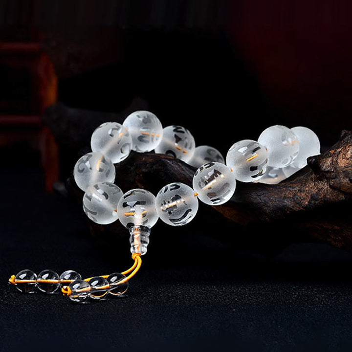 White crystal and black onyx mantra bracelet — view 3