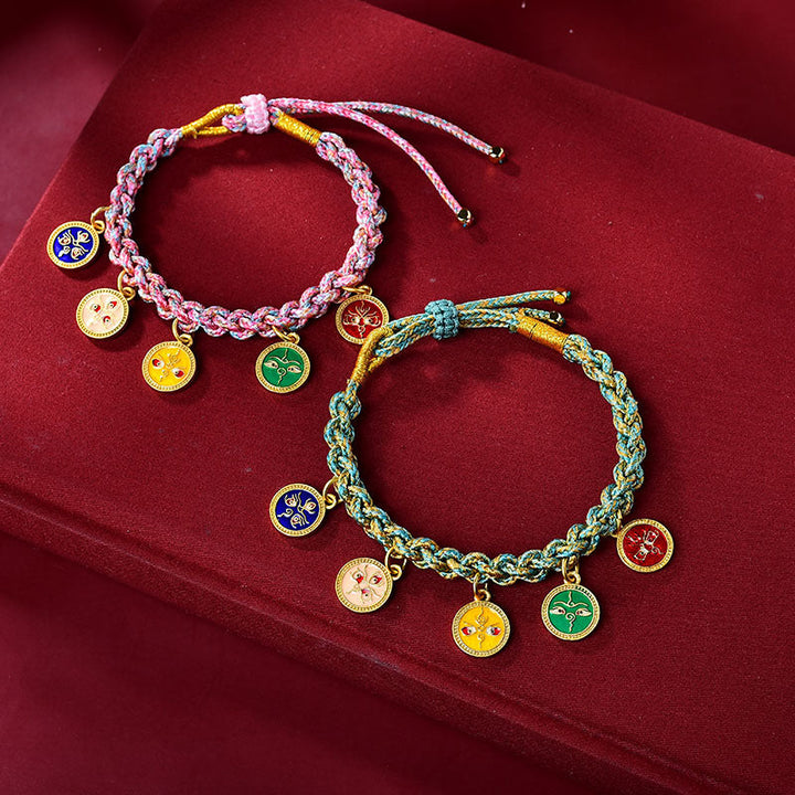 Handwoven multicolor five-gods braid bracelet — view 2