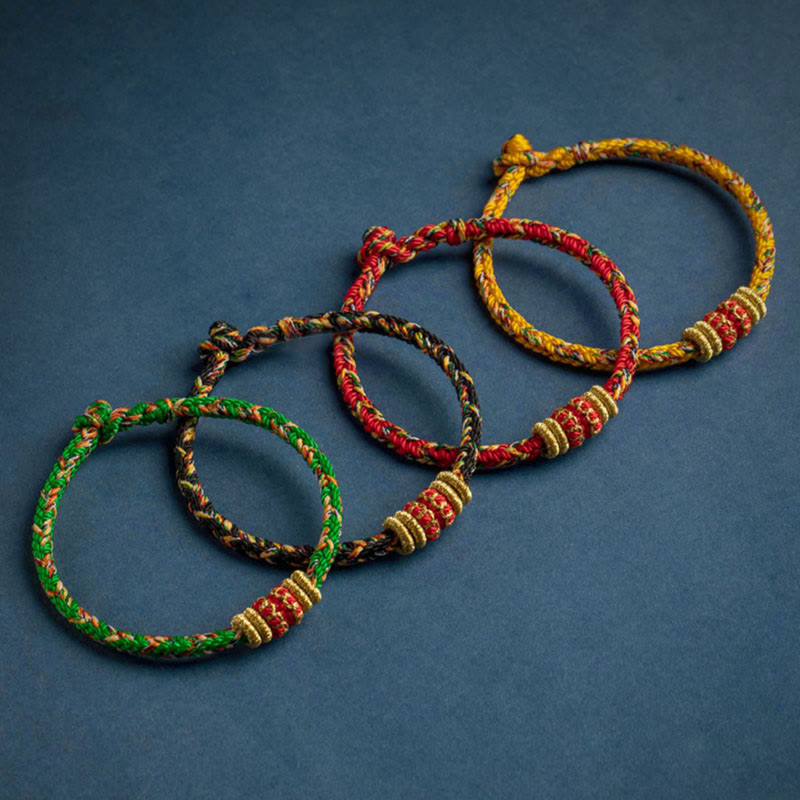 Buddha Stones Tibet Handmade Chinese Zodiac Luck Strength Braided String Bracelet - image 10