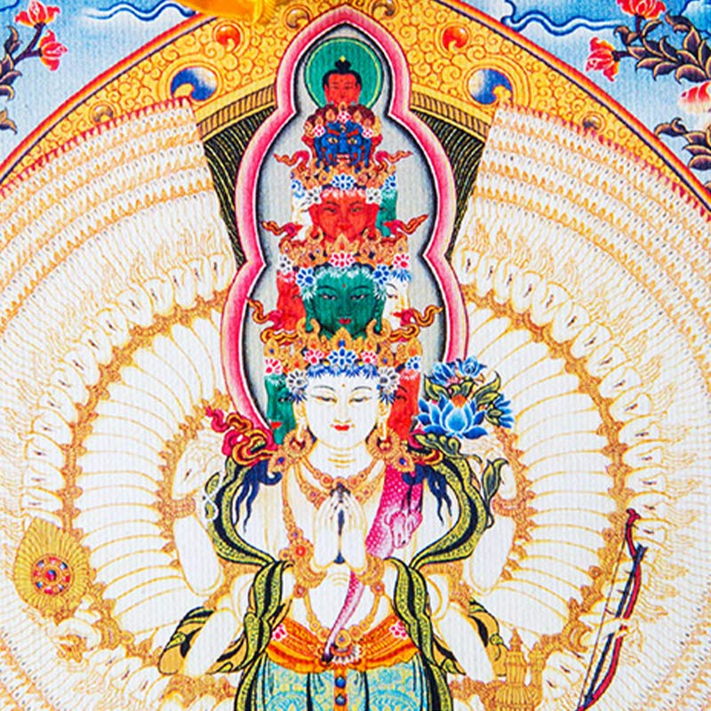 Tibetan Avalokiteshvara framed Thangka — view 11