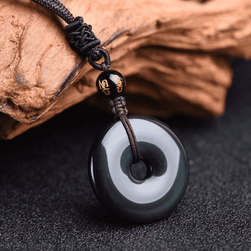 Buddha Stones Tibetan Obsidian Protection Necklace Necklace BS 12