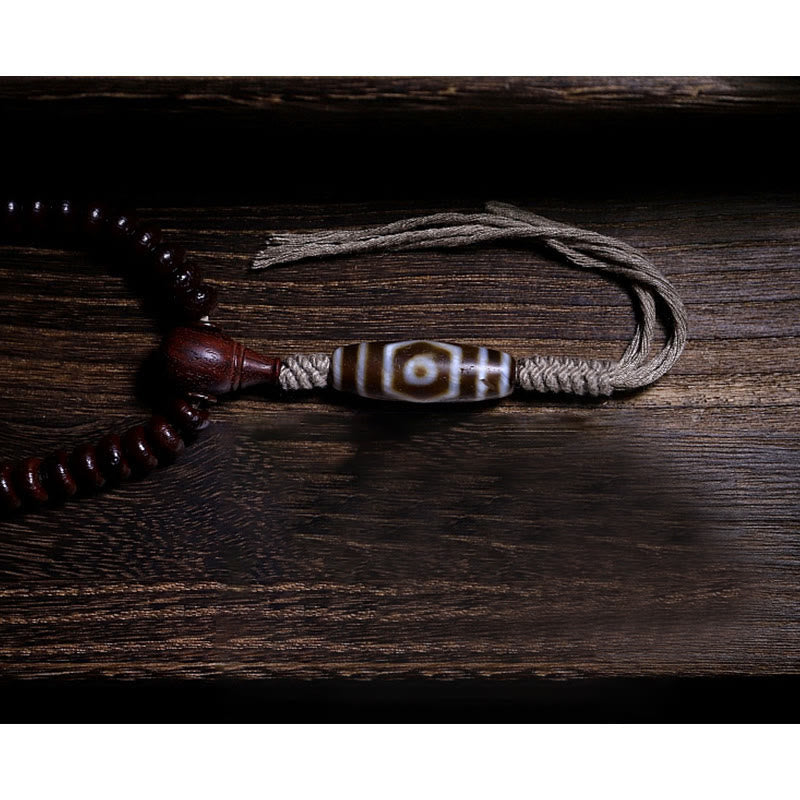 Purple Bodhi seed and Dzi bead mala bracelet — view 13