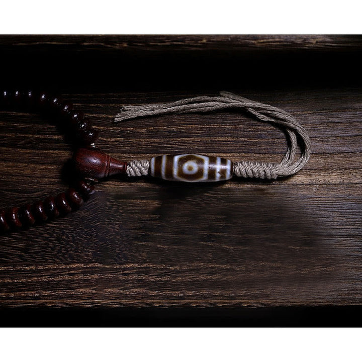 Purple Bodhi seed and Dzi bead mala bracelet — view 13