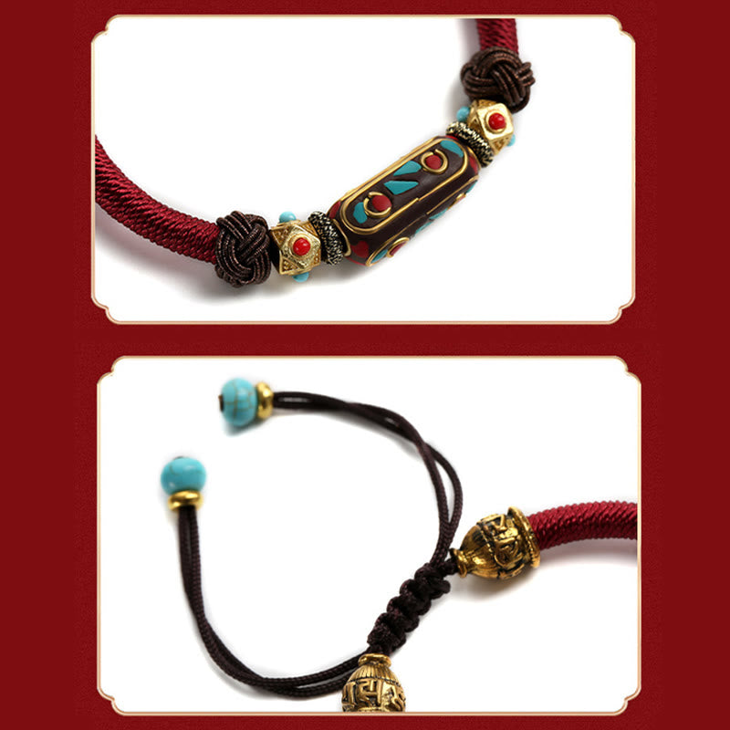 Tibetan Turquoise Mantra Braided Bracelet — view 5