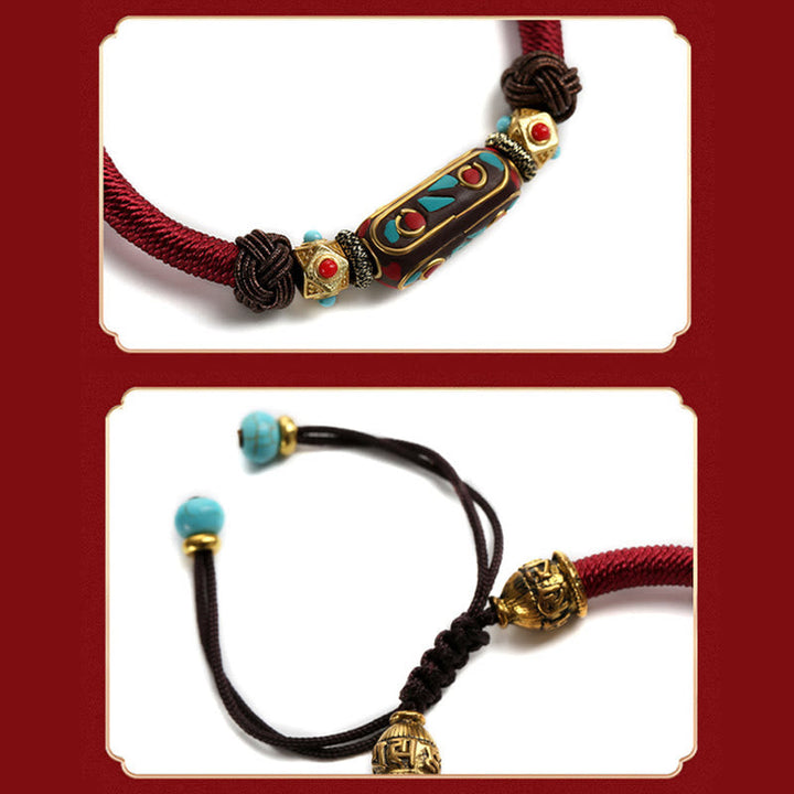 Tibetan Turquoise Mantra Braided Bracelet — view 5