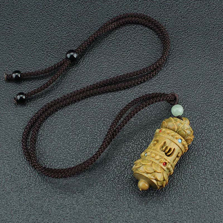 Green sandalwood and rosewood lotus pendant — view 6