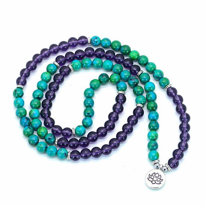 Amethyst Green Aventurine Lotus Mala Bracelet — product view 5