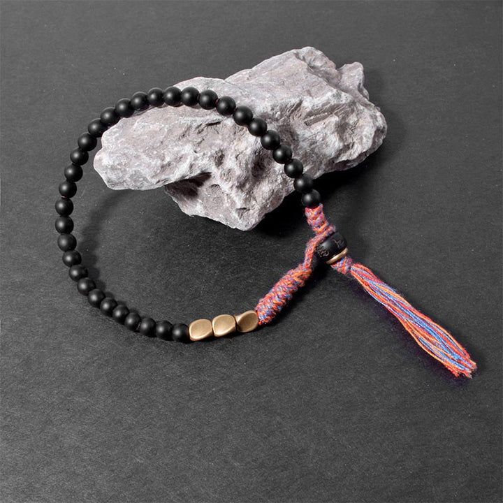 Black onyx tassel bracelet — view 5
