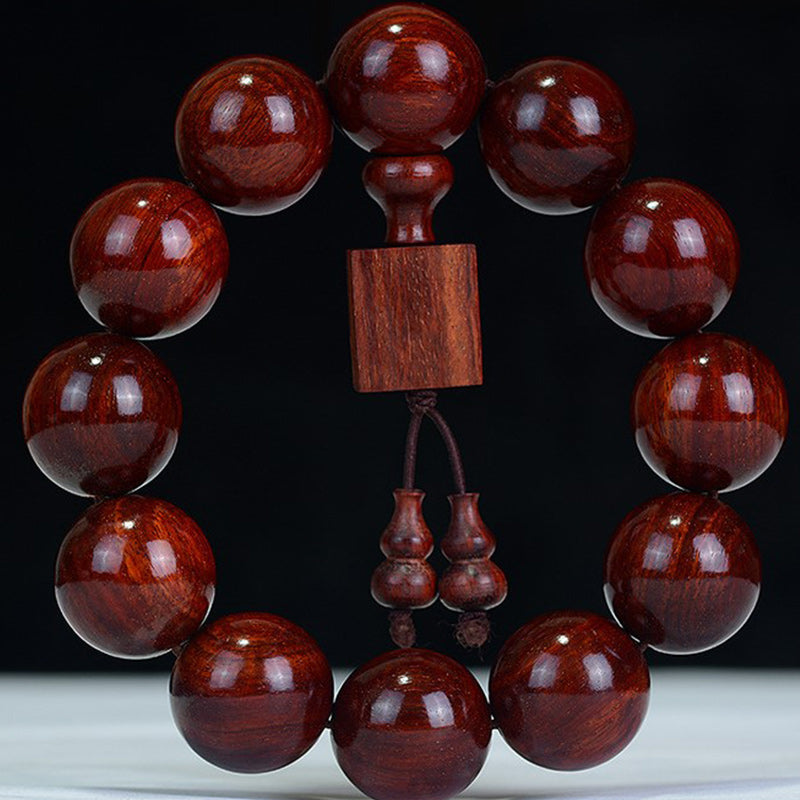 Red sandalwood and rosewood bead bracelet — view 1