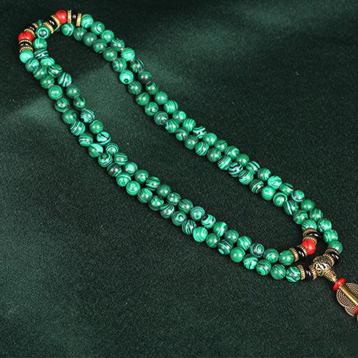 Tibetan malachite 108-bead mala — view 9