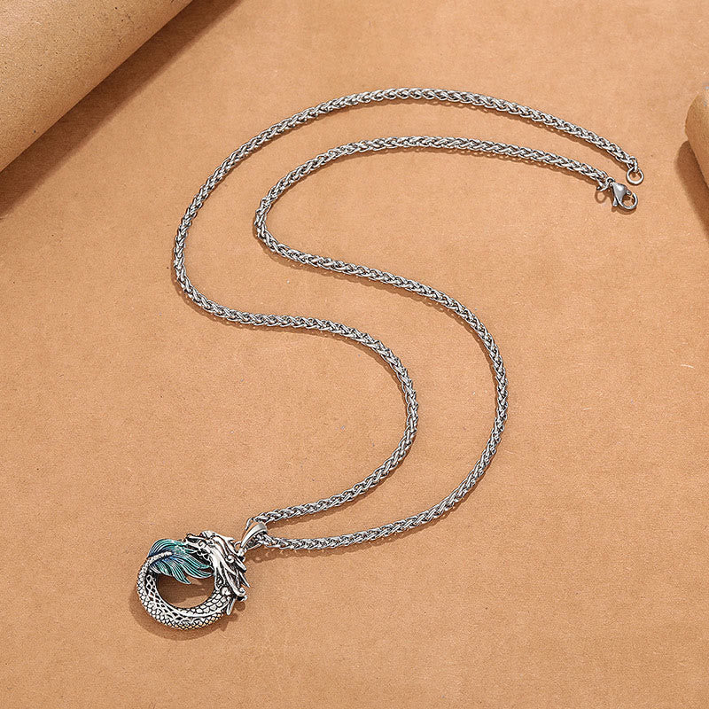 Tibetan Copper Dragon Necklace — view 2