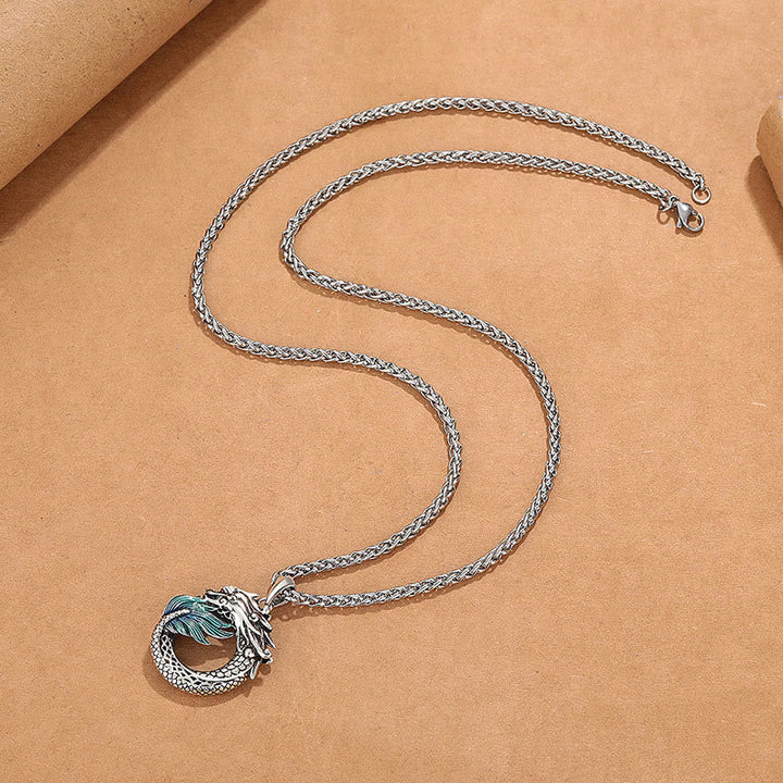 Tibetan Copper Dragon Necklace — view 2