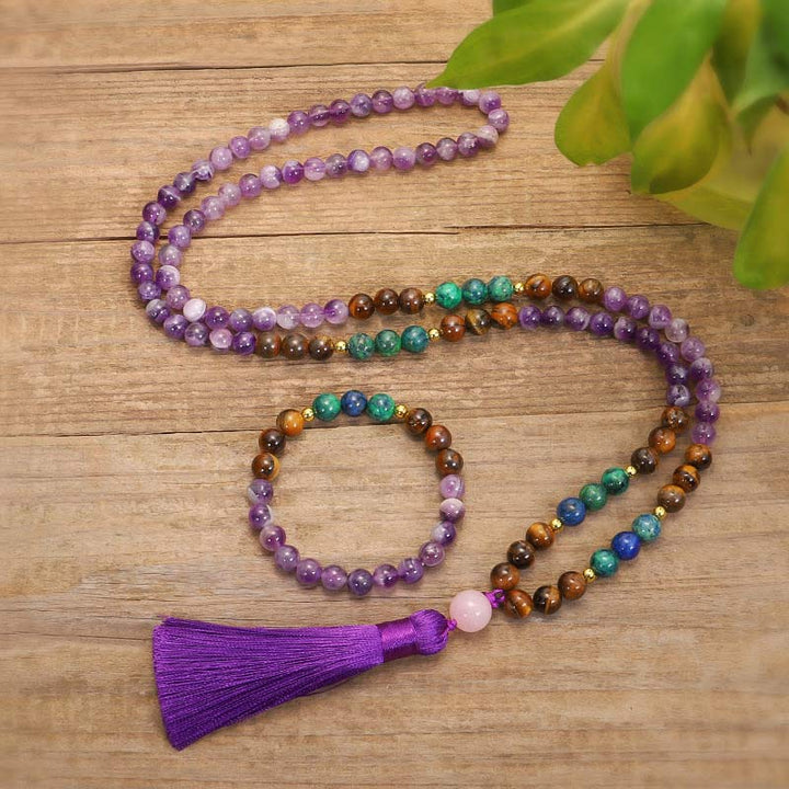 Tibetan Amethyst Mala Bracelet Set — view 3