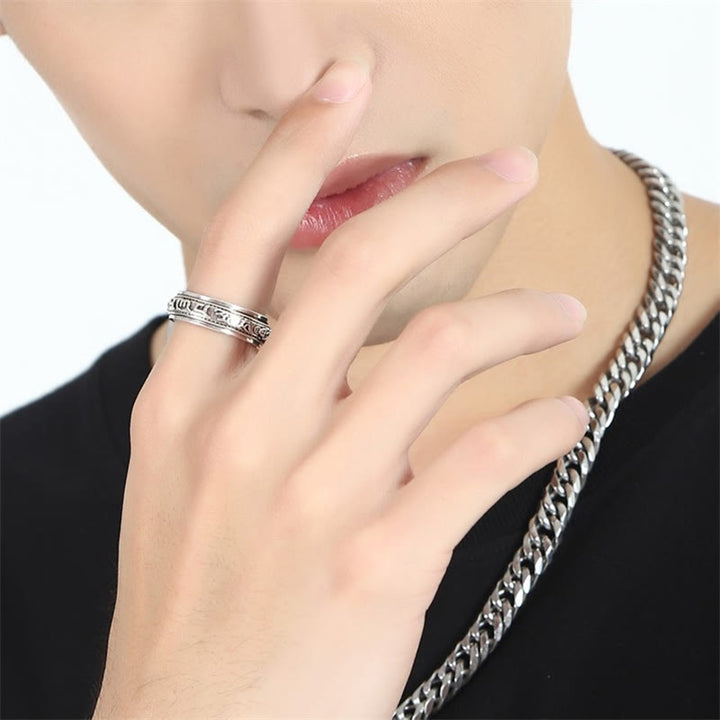 Tibetan mantra Pixiu rotatable ring — view 6