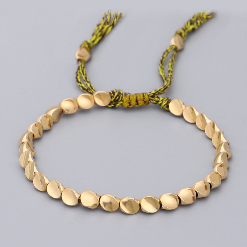 Tibetan copper bead cord bracelet — view 14