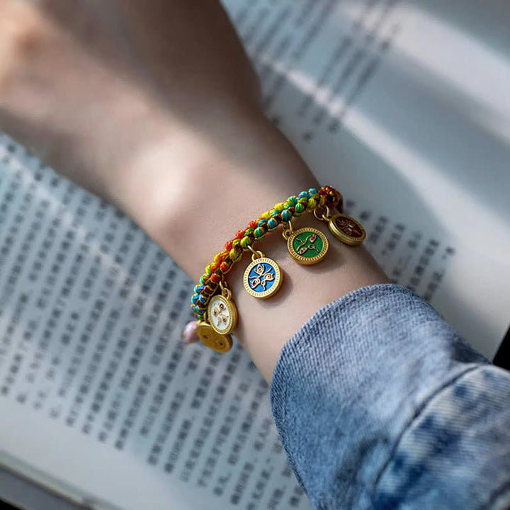 Buddha Stones Tibetan Colorful Rope Five God Of Wealth Luck Braid Bracelet Bracelet BS 6