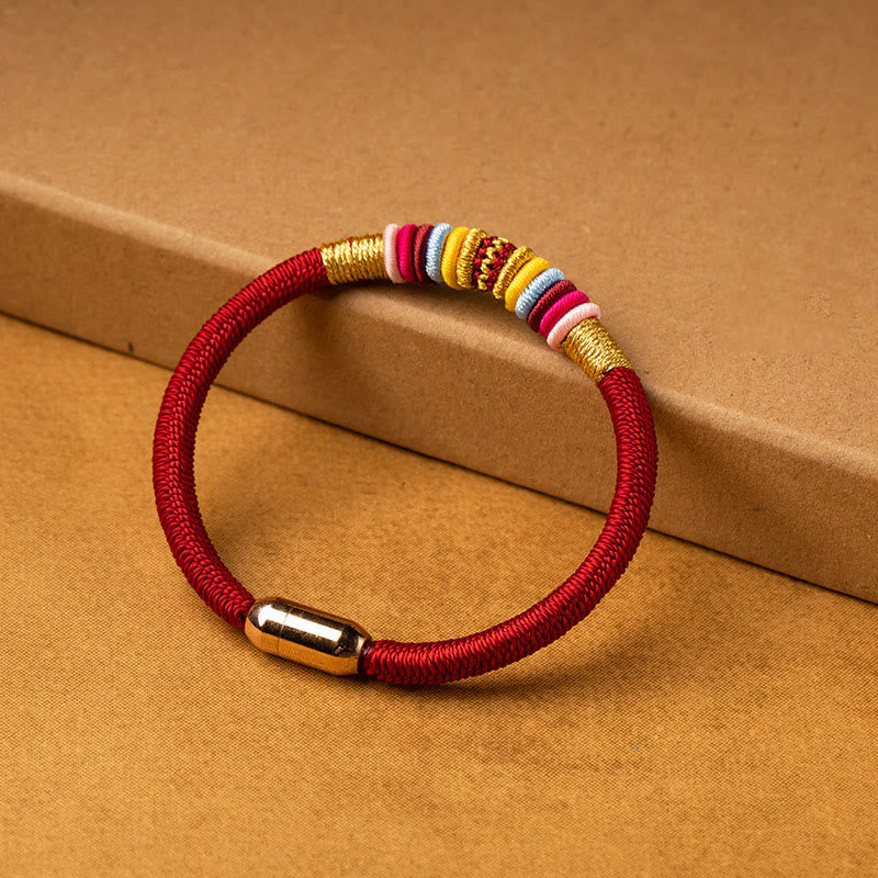Buddha Stones Tibetan Handmade King Kong Knot Protection Magnetic Buckle Braided Bracelet Bracelet BS 3