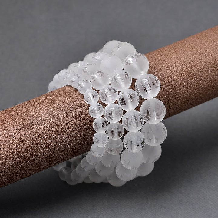 White crystal and black onyx mantra bracelet — view 13