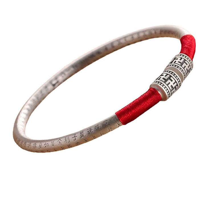 Tibetan mantra red string bangle — view 9