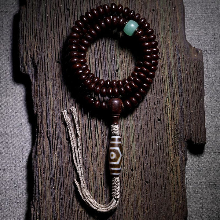 Purple Bodhi seed and Dzi bead mala bracelet — view 9