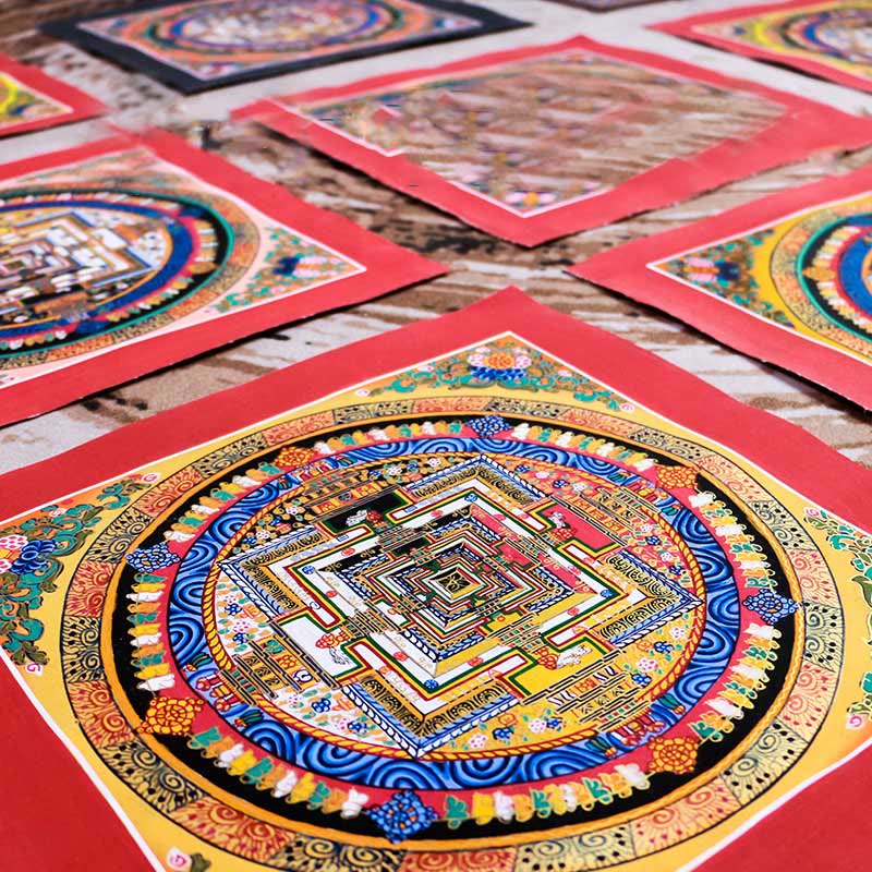 Buddha Stones Tibetan Handmade Thangka Mandala Painting Blind Box Random Color Pattern Tibetan Thangka BS 1