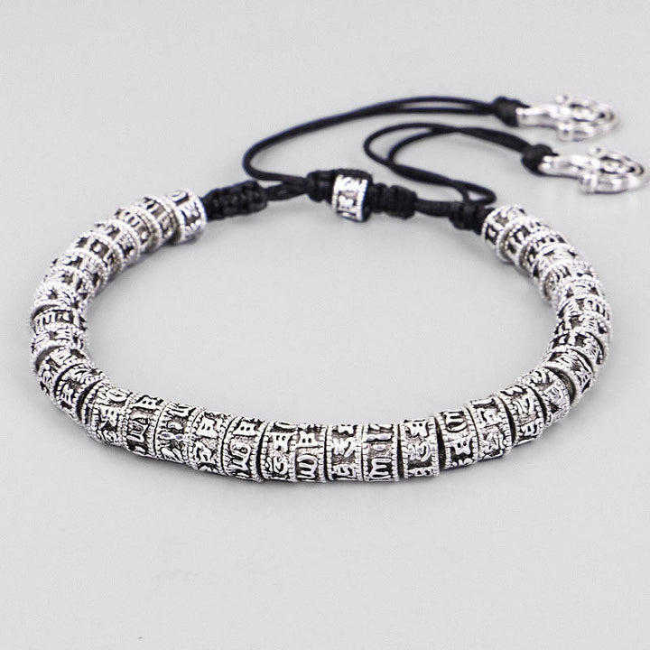 Adjustable Om Mani Padme Hum alloy bracelet — view 1