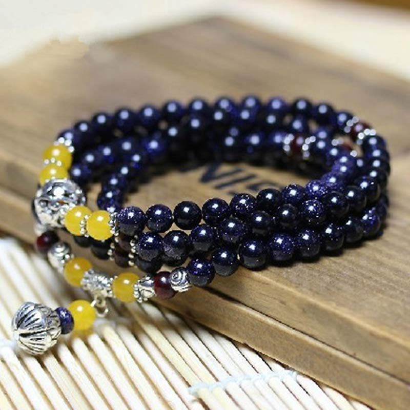 Blue Sandstone Mala Bracelet — product view 2