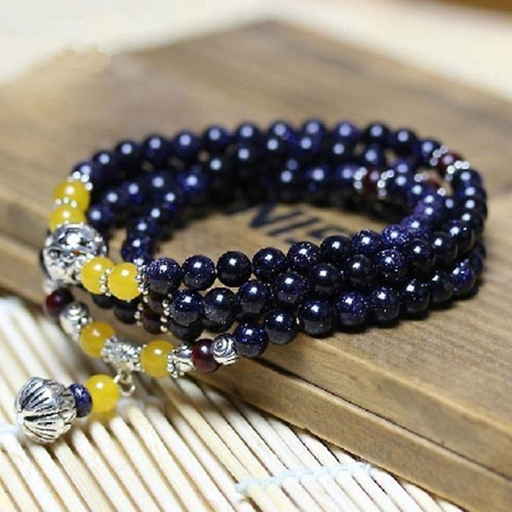 Blue Sandstone Mala Bracelet — product view 2