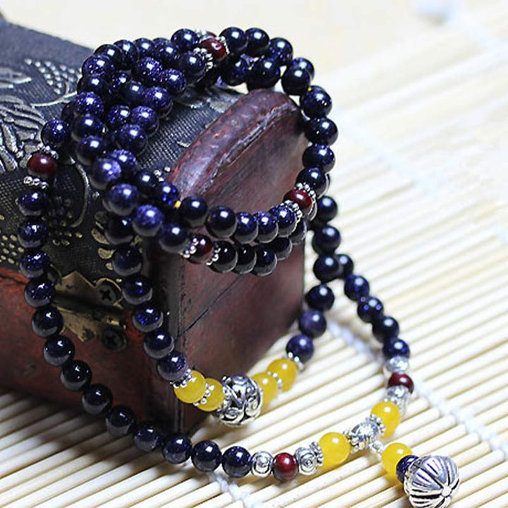 Blue Sandstone Mala Bracelet — product view 3