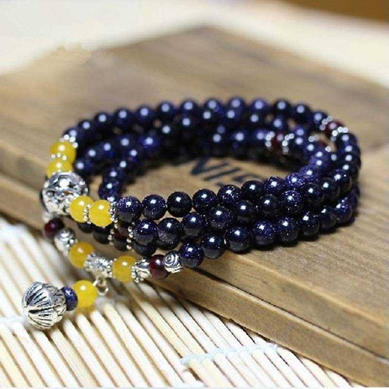 Blue Sandstone Mala Bracelet — product view 4