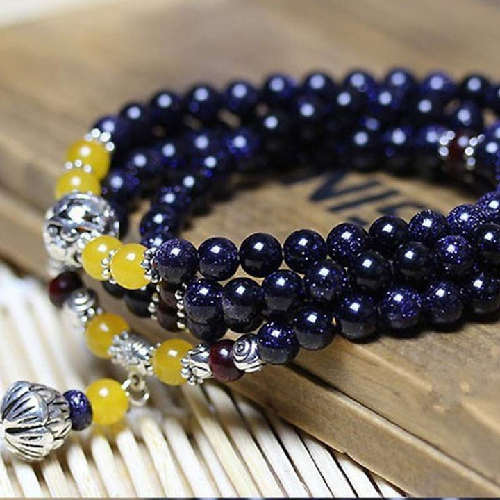 Blue Sandstone Mala Bracelet — product view 5