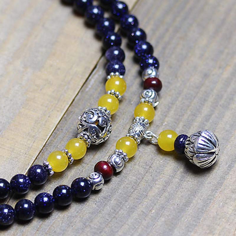 Blue Sandstone Mala Bracelet — product view 6
