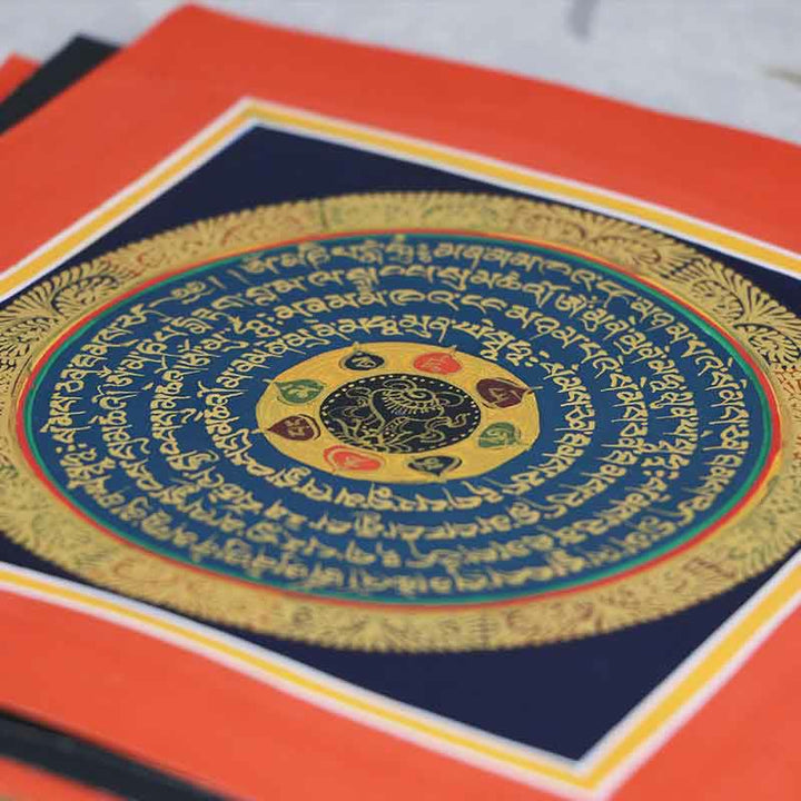 Buddha Stones Tibetan Handmade Thangka Painting Spiritual Blessing Blind Box Random Color Pattern Tibetan Thangka BS 55*55cm(Random Pattern)