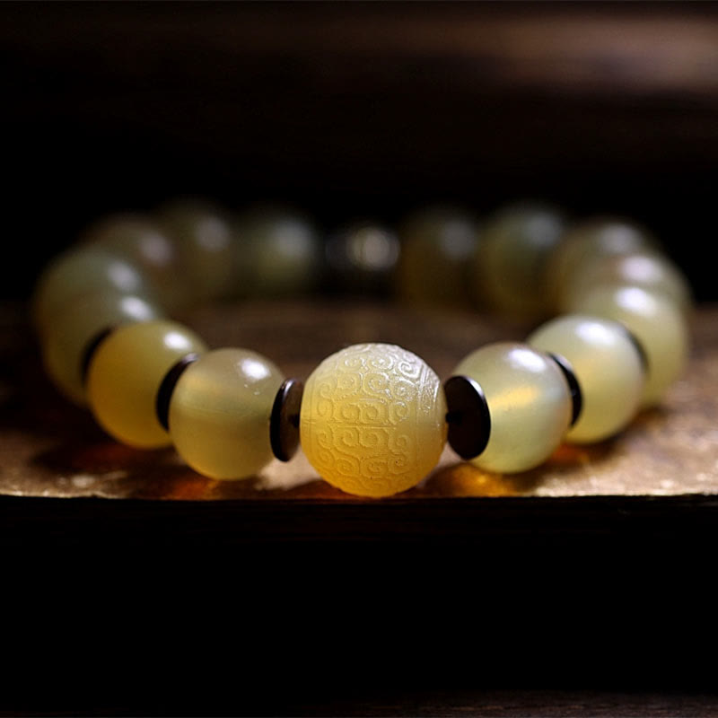 Tibetan sheep horn and silver mantra bracelet — view 6