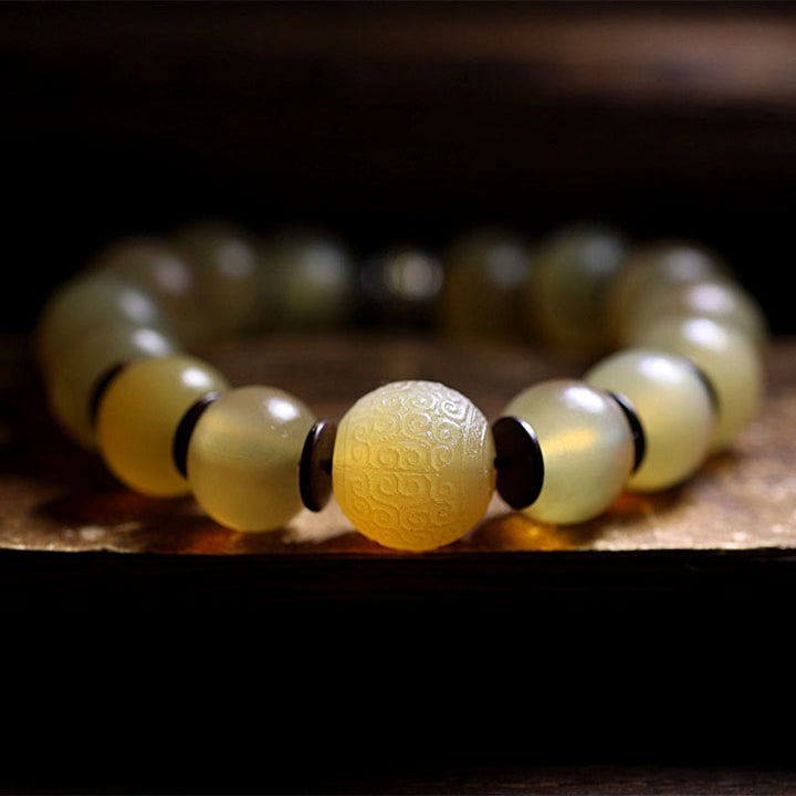 Tibetan sheep horn and silver mantra bracelet — view 6