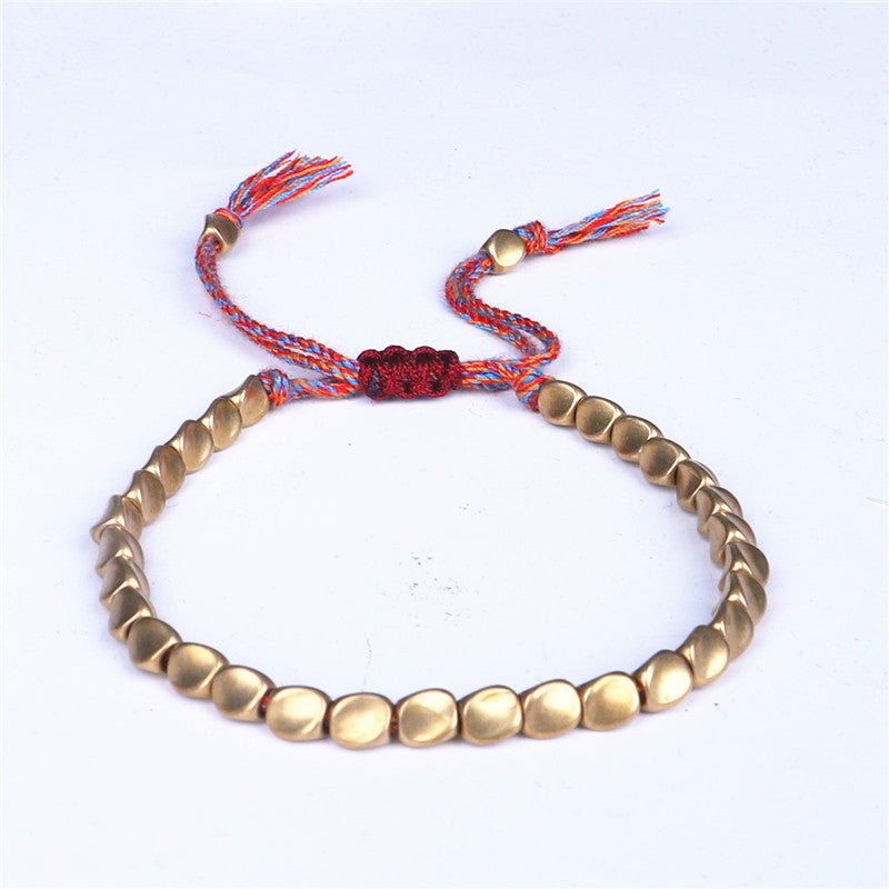 Buddha Stones Tibetan Copper Beads Healing Luck Bracelet Bracelet BS Matte