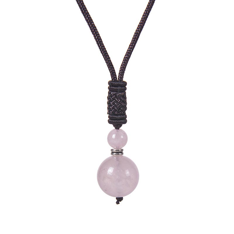 Buddha Stones Tibetan Jade Harmony Necklace Necklace BS Pink Crystal