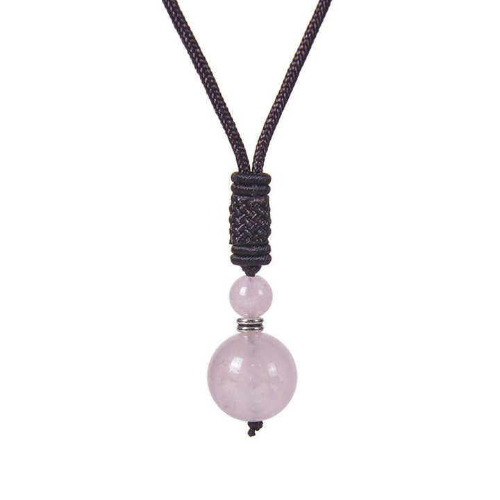 Buddha Stones Tibetan Jade Harmony Necklace Necklace BS Pink Crystal