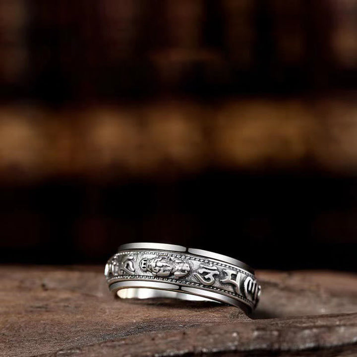 Tibetan mantra Pixiu rotatable ring — view 5