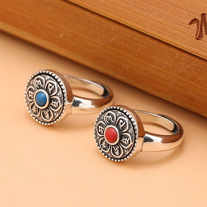 Tibetan mantra rotatable ring — view 2