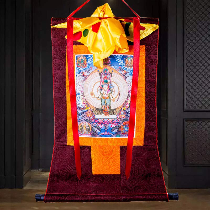 Tibetan Avalokiteshvara framed Thangka — view 4