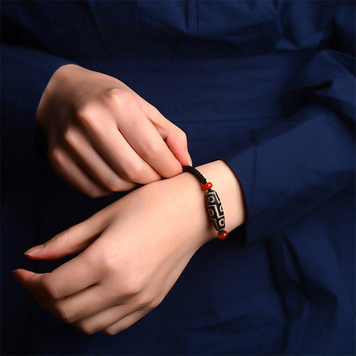 Nine-Eye Dzi bead cord bracelet — view 3