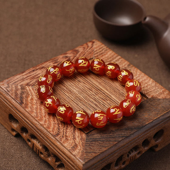 White crystal and black onyx mantra bracelet — view 27