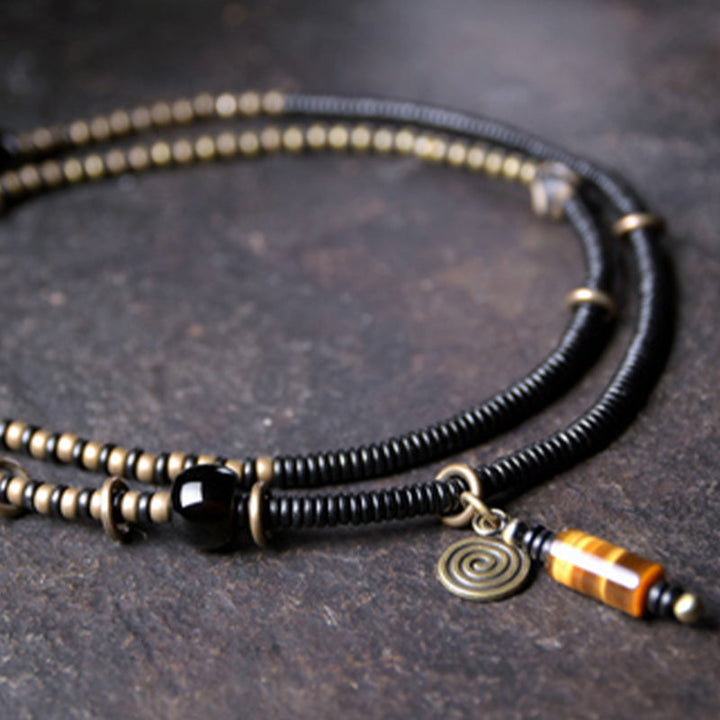 Ebony wood Dzi bead and copper bracelet — view 9