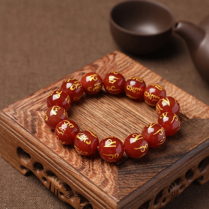 White crystal and black onyx mantra bracelet — view 28